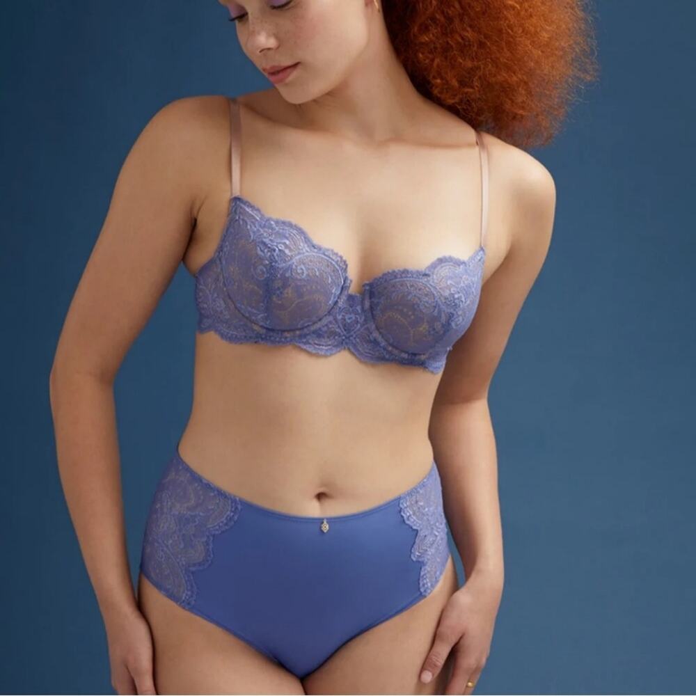 Thirdlove Lace‎ Balconette Bra in Blue.